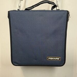 Fiskars Scrapbooking Craft Sewing Tote Bag Blue Handle Shoulder Strap 14x14 Hard